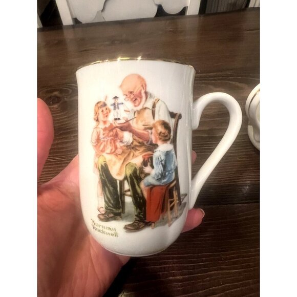1982 Norman Rockwell Museum Coffee Mugs Cups White/Gold Trim Set of 6 Collection - Picture 15 of 16